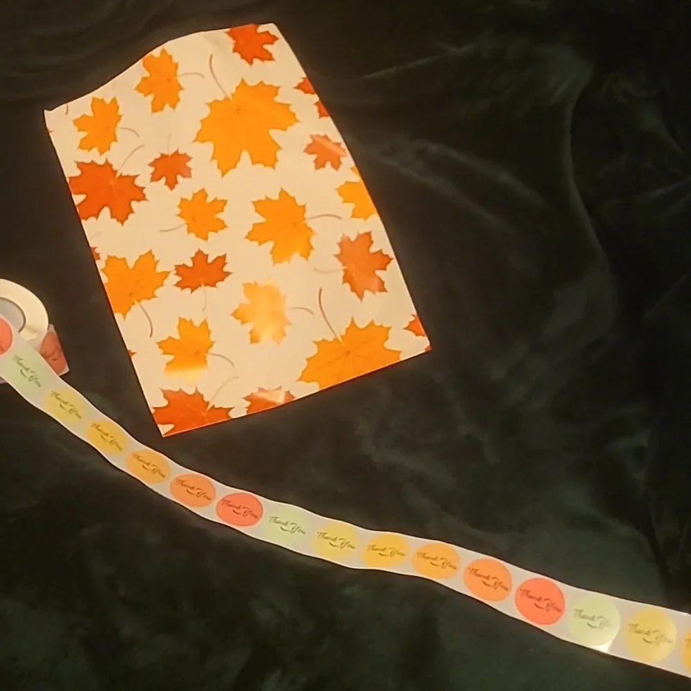 100 Ct  Autumn Leaf Party Thank You Stickers